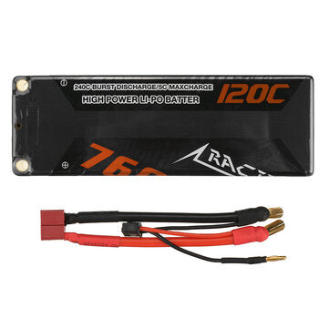 CNHL Racing Series 7.4V 7600mAh 120C 2S LiPo Battery with T Deans Plug for 1/8 1/10 RC car DR10 sprint 2 flux FPV Drone